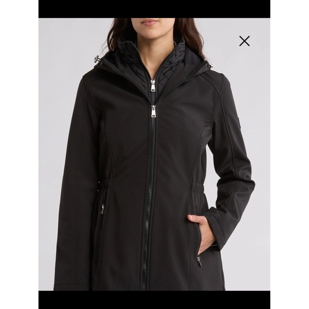 Lauren Ralph LaurenCoat Womens Large Black Quilted Bib Softshell Hooded Jacket